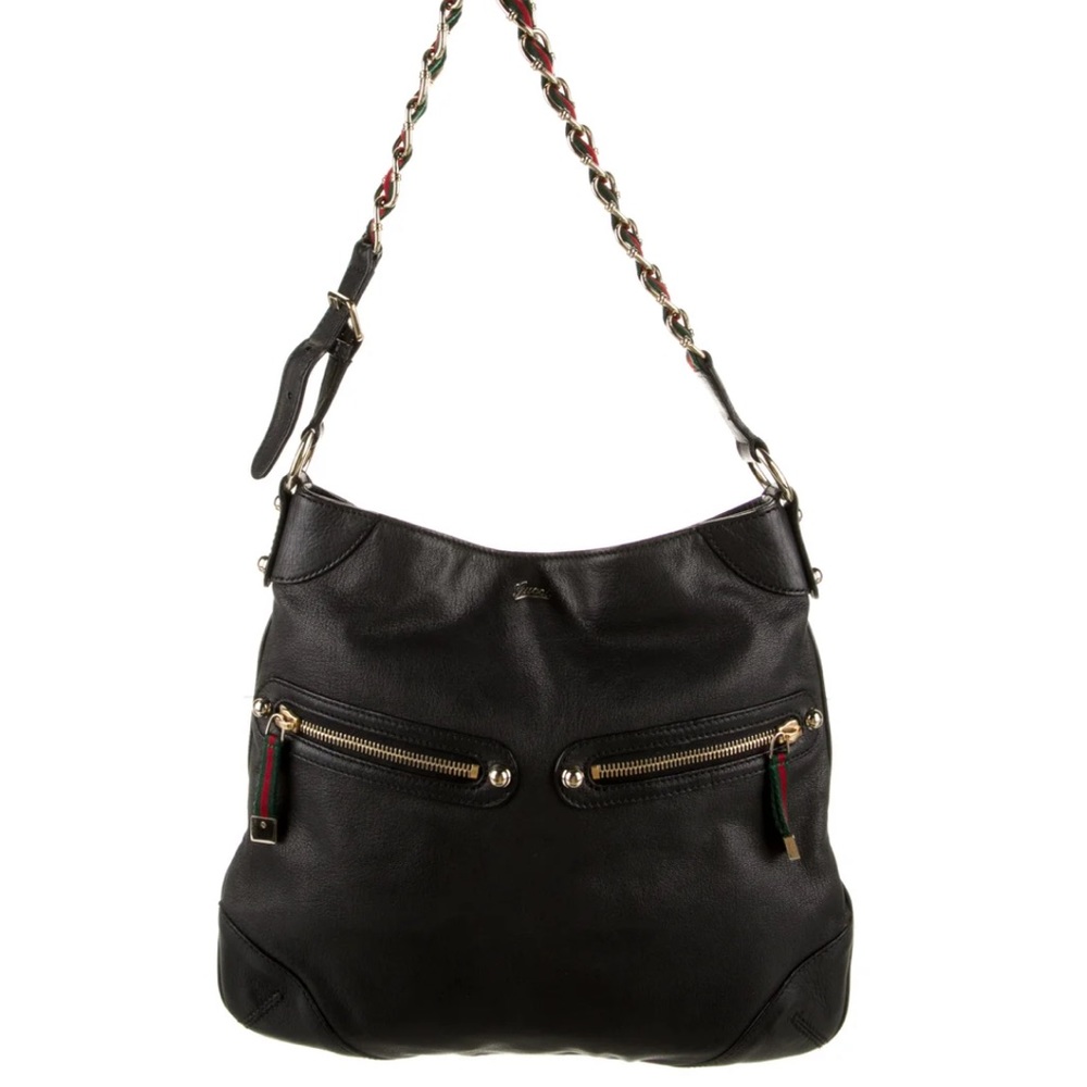 Gucci Princy Web Chain Leather shoulder bag, black